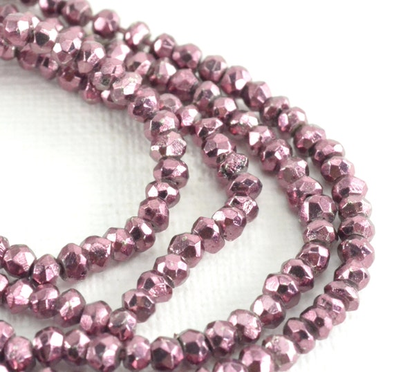 Pyrite Rondelles Dark Rose Pink Coated 3mm Quarter, Half or  display picture 1