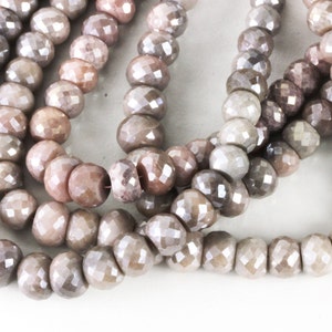 Silverite Faceted Rondelles Gemstones, AB Coated, 6mm to 9.5mm,  Pinks and Grey Shades Silverite Gemstones, 2, 4, 6, 8, 10 Gemstones KJ