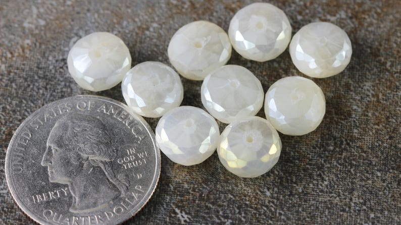 Lots of Sparkle Semiprecious Moonstone Rondelles AB Coating 6 9.2mm to 10mm You Chose How Many You Want 1 4 2 10 or 20 Gems KJ 8