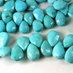 Turquoise Briolettes, Faceted Turquoise Pear Briolettes, 9mm to 17mm ONE Turquoise, Genuine Natural Arizona Turquoise KB