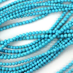 Kingman Turquoise  Faceted Rondelles, 3.7mm to 4.2mm,  Your choice of 1&quot;, 2&quot;, Quarter, Half or Full Strands Gemstone Beads Vibrant Colors