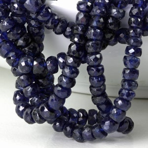 Thai Blue Sapphire Faceted Rondelles, 4.5mm to 6.5mm Your Choice 2, 4, 5, 10, 15 or 20 Gem Stones, Faceted Blue Sapphire,Sept. Birthstone KJ