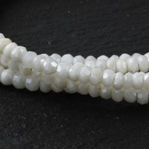 White Silverite Faceted Rondelles Gemstones, AB Coated,  3mm to 3.3mm, White Silverite Gemstones, Quarter, Half, or Full Strand KJ