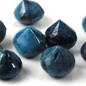 Azurite Briolettes Faceted Natural Azurite Large Onion Briolettes Beads 8mm to 12mm Deep Teal Rustic Rough Gemstones KJ