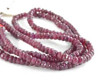 Ruby Rondelles Natural Genuine Rubies 3.5mm to 3.8mm, Your Choice of 1/8, Quarter, Half or Full Strand, Precious Gemstone Rondelles KJ