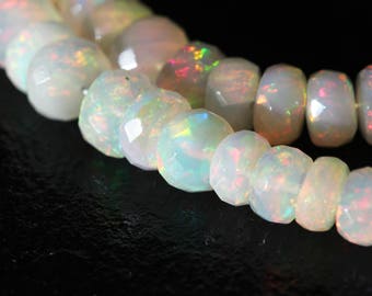 Ethiopian Opal Rondelles Welo Opals 4mm to 16mm Unique Faceted Rondelles Amazing Rainbow Fire October Birthstone KJ