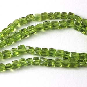 Peridot 3D Faceted Cube, 3mm to 4mm Micro Faceted Peridot, AAA Gemstones Kiwi Green Apple Your Choice of 1, 2, 3, 4, 5, 6, 7, 8, 9 or 10 KJ