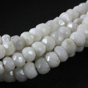 White Silverite Faceted Rondelles Gemstones, AB Coated,  3.5mm to 4mm, White Silverite Gemstones, Quarter, Half, or Full Strand KJ