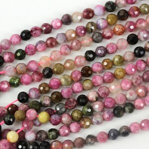 Natural Tourmaline Faceted Rondelles, Your Choice of 1/4, Half or Full Strand 6mm October Birthstone KJ