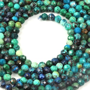 Chrysocolla Faceted Rondelles Semi Precious Gemstone. Natural Chrysocolla, Quarter, Half or Full Strand  3mm Beads KJ