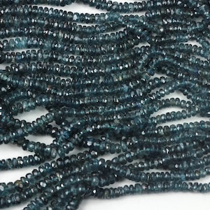 Indigo Kyanite Micro Faceted Rondelles, 1/8, 1/4, 1/2 or Full Strand; 3mm to 6.5mm AAA Quality,  Graduated sizes on one strand KJ