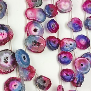 Solar Quartz Bead, Round Smooth Polish, Dyed, Topped Drilled From Side to Side, Your Choice 1,2, 3, 4, or 5 Beads, Quartz Coin Bead KJ