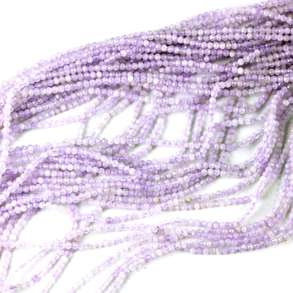 Natural Lavender Quartz Faceted Rondelle Beads Strand - 2.5mm, 33cm, AAA Quality