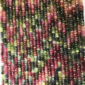 Tourmaline Rondelles Watermelon Tourmaline, Your Choice of 1/8, 1/4, Half or Full Strand 4.5 to 5mm October Birthstone KJ