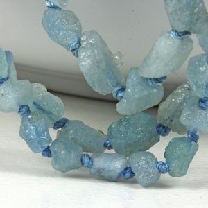 Rough Aquamarine Natural Nugget Beads, Freeform Center Drilled Nugget, Gemstone Loose Beads, 6.7mm to 12mm, Sky Blue Aquamarine Nuggets KJ