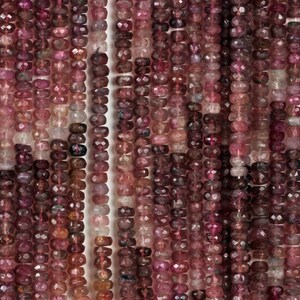 Pink Tourmaline Faceted Rondelles Your Choice of 1/8, 1/4, 1/2 Or Full Strand 4.8mm Stones Faceted Shades  Of Pink,  October Birthstone KJ