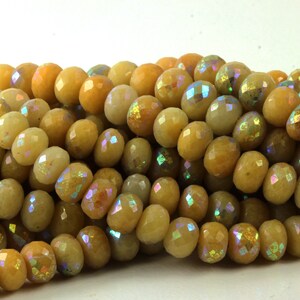 Yellow Silverite Faceted Rondells, AB coated, 7.8mm to 8.1mm Your Choice of Strand Size, Dark Yellow Rondells KJ