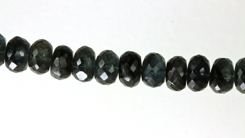 Moss Aquamarine Rondelles Dark Blue Aquamarine MicroFaceted 8.2mm to 8.7mm ONE Loose Bead Deep Teal Blue Ocean Gemstone Rondelles KJ