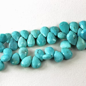Turquoise Briolettes, Faceted Turquoise Pear Briolettes, 6.9mm to 10mm ONE Turquoise, Genuine Natural Arizona Turquoise KB