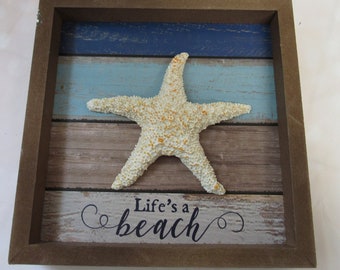 Life's a Beach Sign with Star Fish - Great for Wall Decor // Beach House Decor // Beach House Sign
