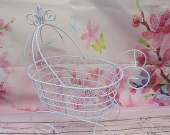 12" Fancy Wire Baby Carriage Pram - Great for Baby Shower Decorations or Table Centerpiece **PLEASE READ AD for Details and Dimensions