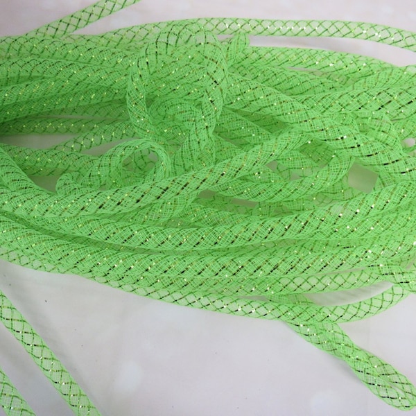 LIME GREEN - 45ft (15 Yards)  Spring Colors!  Mesh Tubing -Great for Wreath Projects // Make Cute Bows! / Decorating Projects