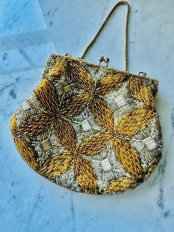 Gold and Silver Hand Beaded Purse