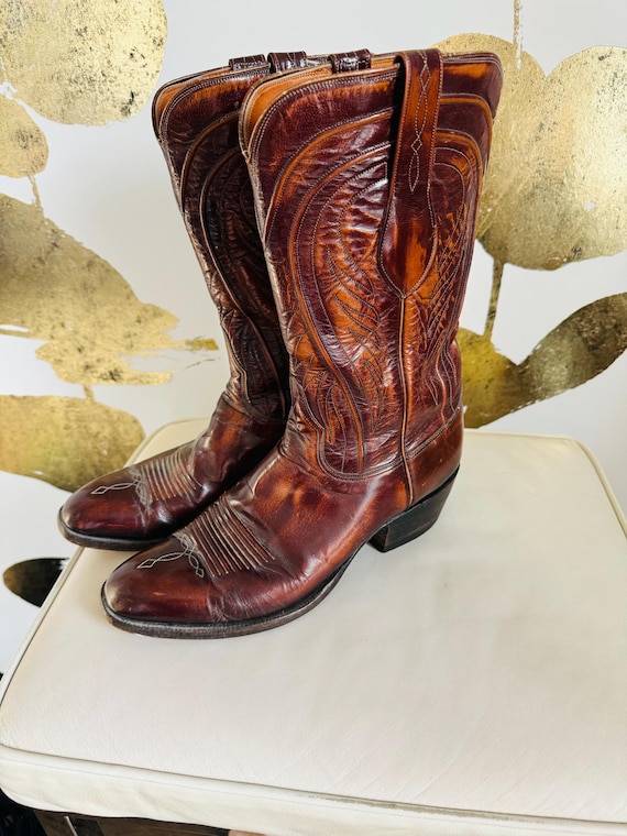 Lucchese 1883 Men’s Cowboy Boots Size 8 Brown Leather Western Pointed Toe Lucchese 1883 Bart N1596 Leather Western Cowboy Boots Brown  main image 3