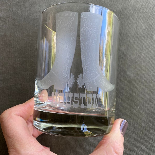 Engraved Houston Whiskey Glass