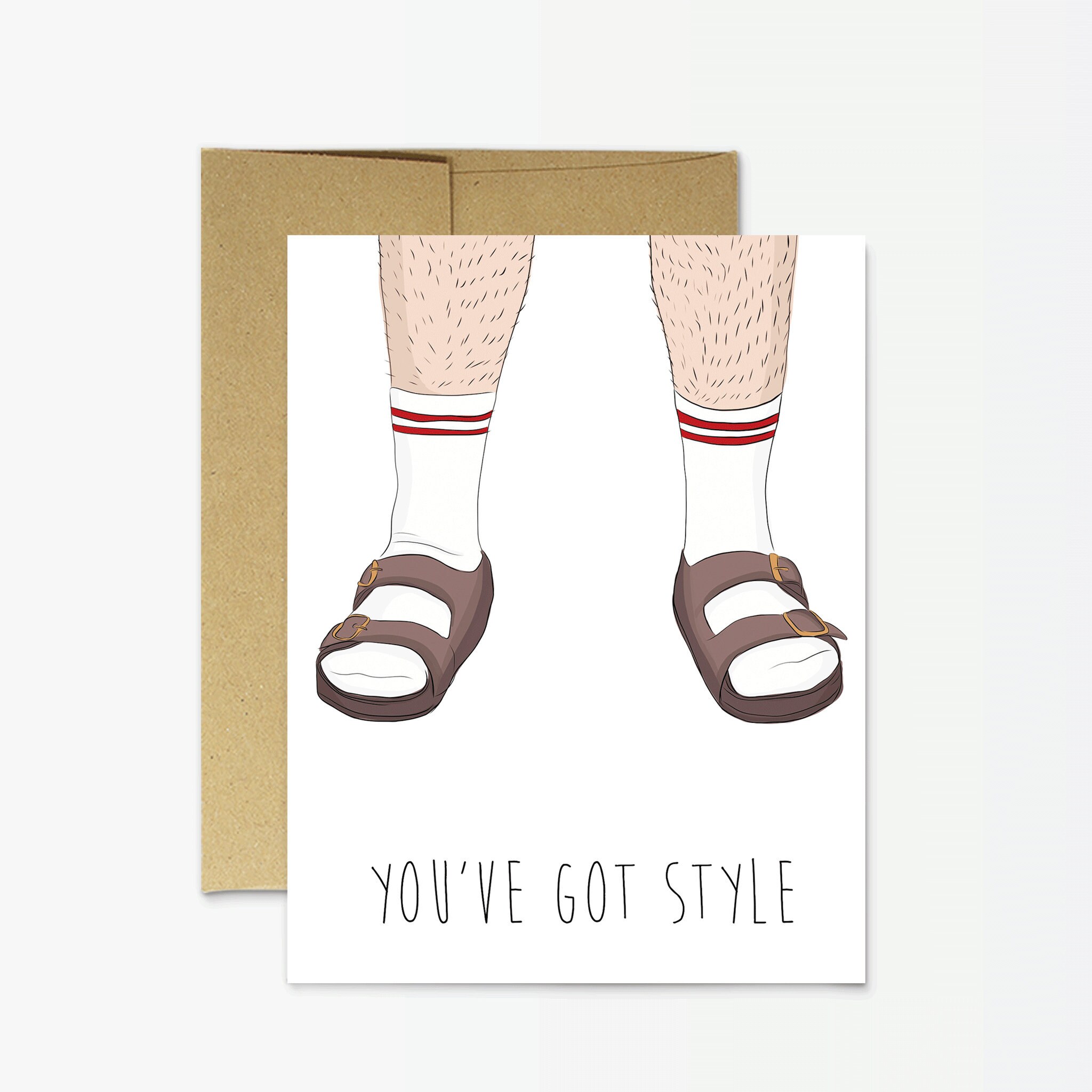 Socks and Sandals Stylish Father's Day Card Funny Fathers Etsy