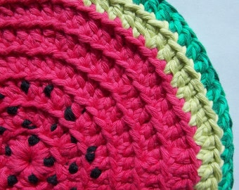 Frisbee watermelon flying disc "the granny flyer" indoor and outdoor, doggie flyer, crochet handmade flies superb made from pure cotton