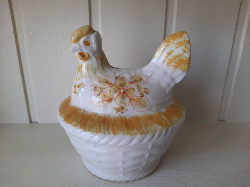 Ceramic Chicken, Egg Holder, Portuguese Pottery, French Hen, Majolica,  Vintage Kitchen, Retro Kitchen, Kitchenalia, Denmead Chicken, Farming 