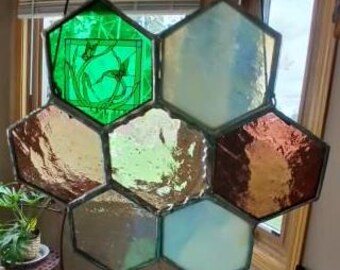Stained Glass Honeycomb Suncatcher