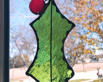 Stained Glass Holly Leaf