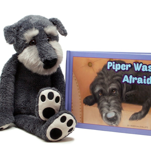 Irish Wolfhound Dog Plush with Hardcover Book - Piper was Afraid - Book and Toy Gift Set - New Design