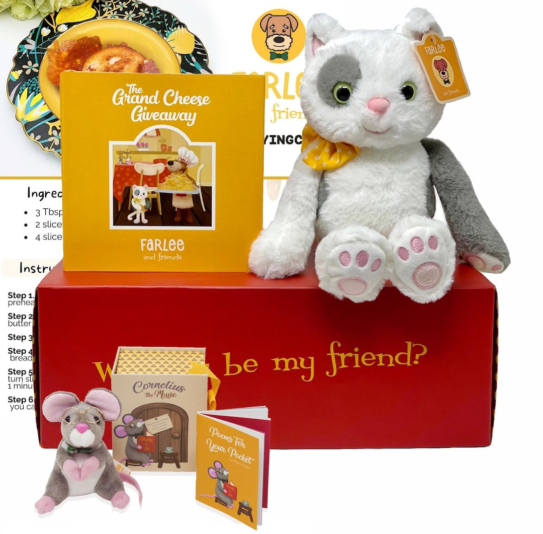 Farlee and Friends Children's Book With Stuffed Animal, Cat Plush