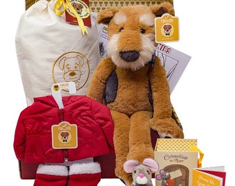 Farlee and Friends - Kids Gift Box - DELUXE Christmas Gift Set - Airedale Terrier - Christmas Book