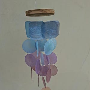 Capiz Seashell Small  Wind Chime - Blue Coastal Decor