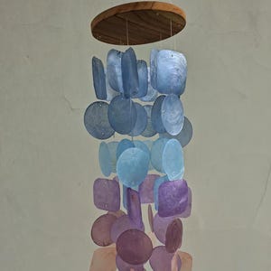 bohemian Wind chime Sea Shell Colored Natural Capiz Seashell - sounds relaxing - beach decor