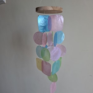 Minimalist windchime Capiz Seashell - colourfull colored Coastal Decor - sound relaxing