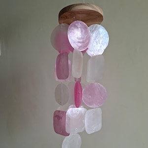 Pink Capiz Seashell small Wind Chime – Bohemian Wall Decor - sounds relaxing