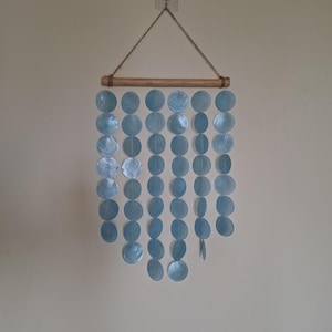 Capiz Shell Wall Hanging – Natural blue pastel colour (30cm W x 70cm L)