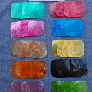 Conchas Capiz naturales cuadradas de colores claros, suministros para manualidades, conchas de colores (50 mm)