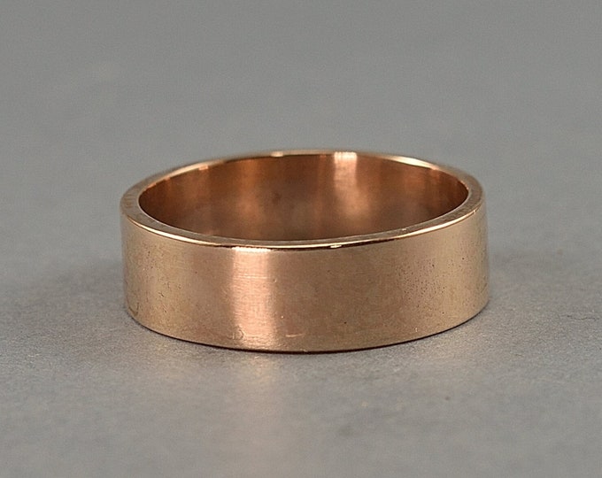 Simple Bronze Wedding Band, Mens Red Bronze Wedding Band Ring, Polished Finish 6mm