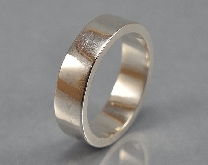 Men's Silver Wedding Band. Minimalist Silver Wedding Band. Custom Silver Wedding Ring, Gift for Him. Polished Ring 6mm