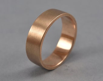 Men's Red Bronze Wedding Band Ring, Simple Bronze Wedding Band, Custom Engraved Bronze Ring, Matte Ring 6mm