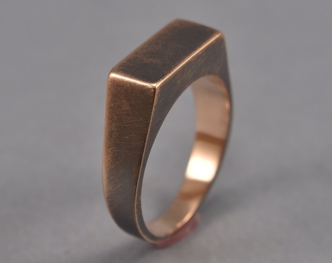 Antique Bronze Signet Ring. Men's Antique Rectangle Bronze Ring. Antique Bronze Signet Ring for Men