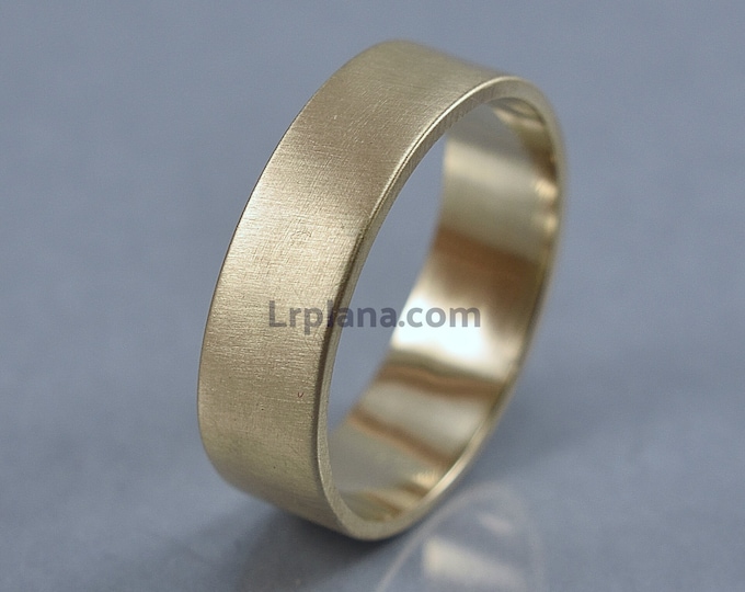 Brass Wedding Ring, Men's Simple Brass Wedding Band, Custom Engraved Brass Ring, Matte Ring 6mm