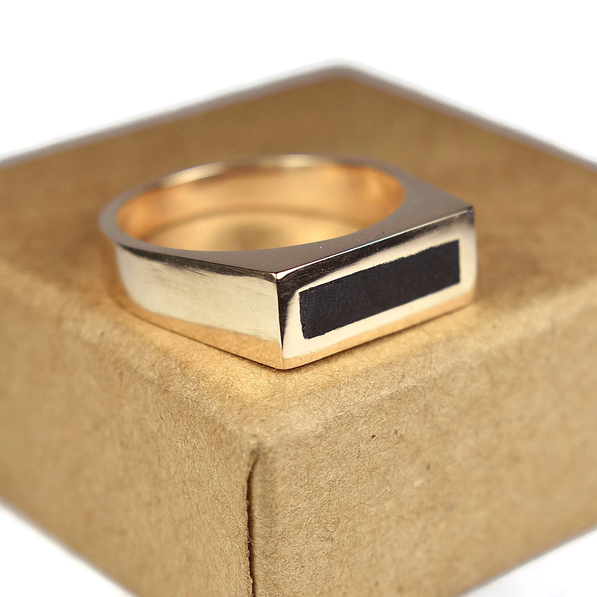 Men's Brass Ebony Ring. Modern Brass Ring with Ebony. Etsy