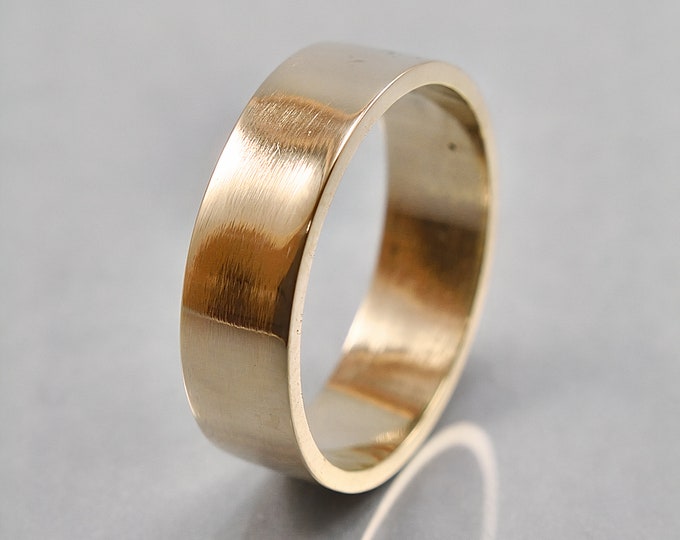 Brass Wedding Band, Mens Simple Brass Wedding Ring, Custom Engraved Brass Ring, Polished Finish Ring 6mm